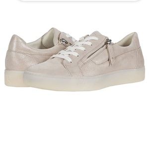 Paul Green Carla Lace Up Sneakers Gold Metallic Nubuck Size 5.5 us Size 8.